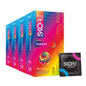 skore shades coloured & dotted box of 10 condoms