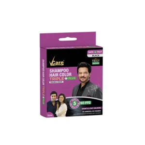 VCARE SHAMPOO BLACK HAIR COLOUR TRIPLE PLUS FOR MEN AND WOMEN 15ML